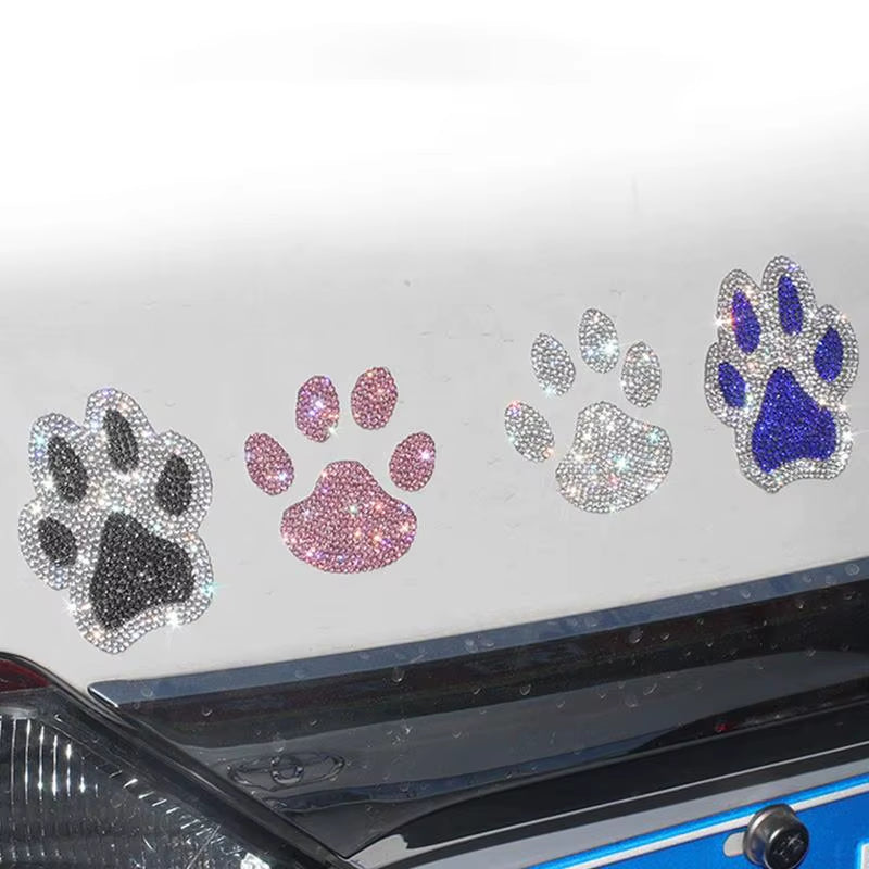 New Crystal Dog Paw Print Car Stickers Bling Rhinestone Paw Decals Car Window Decor Sticker Auto Exterior Decor Car Accessories