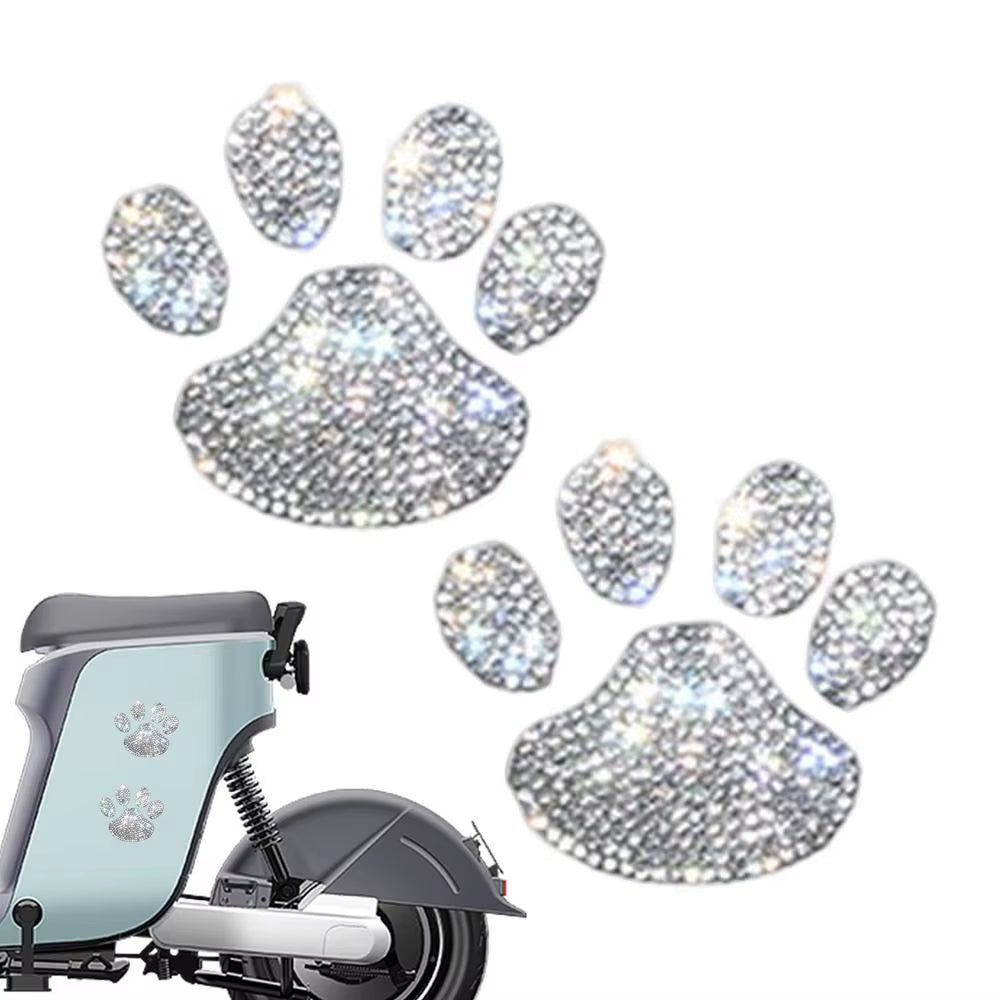 New Crystal Dog Paw Print Car Stickers Bling Rhinestone Paw Decals Car Window Decor Sticker Auto Exterior Decor Car Accessories