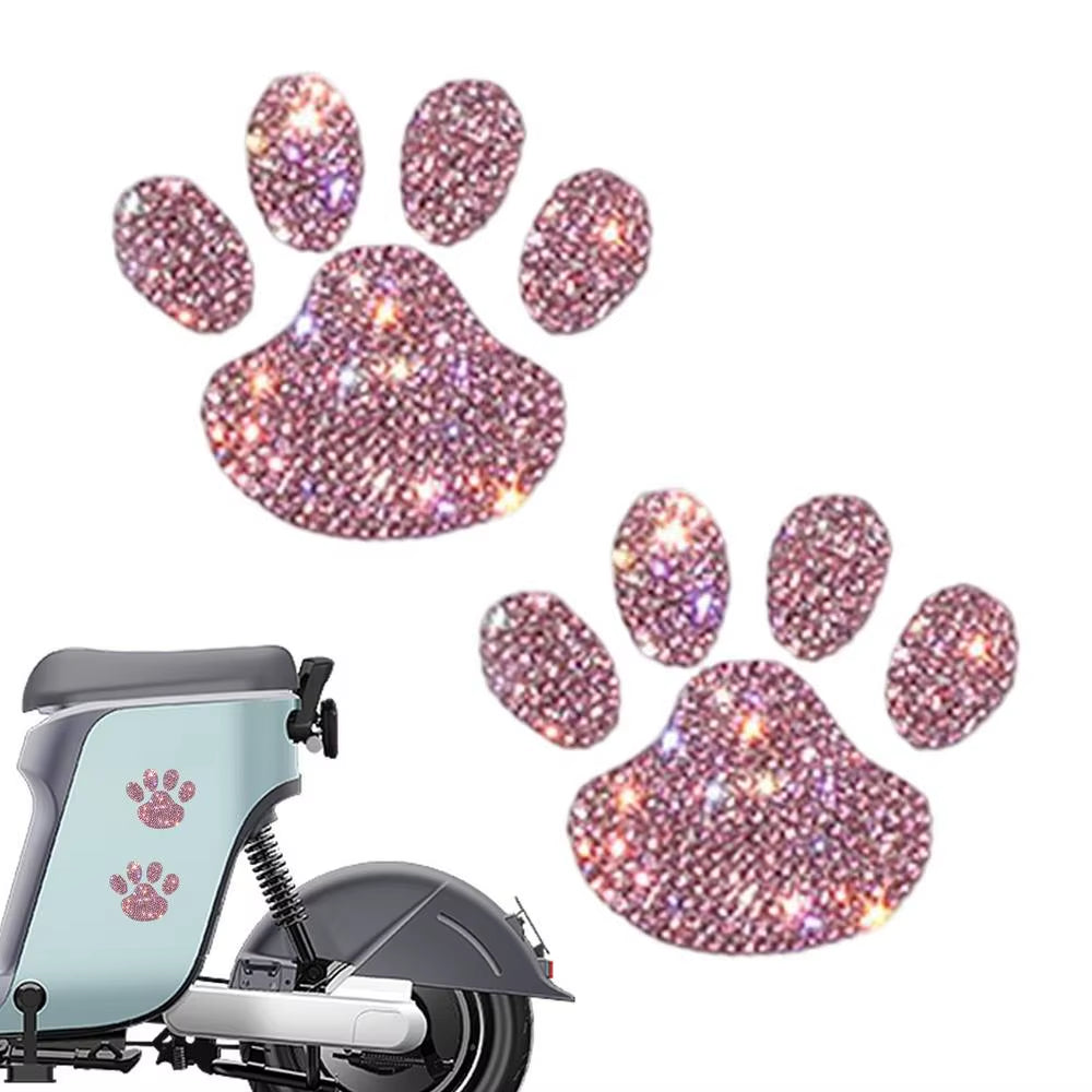 New Crystal Dog Paw Print Car Stickers Bling Rhinestone Paw Decals Car Window Decor Sticker Auto Exterior Decor Car Accessories