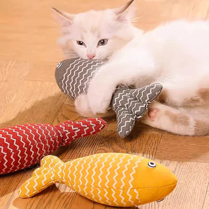 MADDEN Cat Fish Toy Cat Scratcher Catnip Toy Interactive Simulation Fish Cat Mint Fidget Toys Stuffed Playing Toy for Cat Kitten