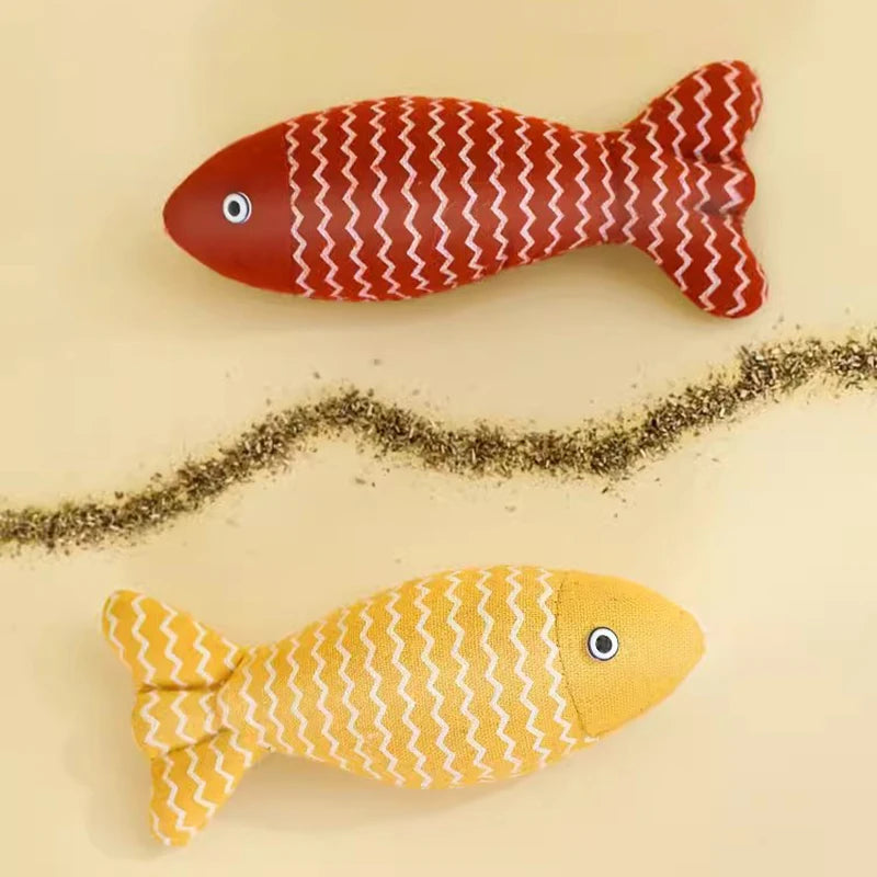 MADDEN Cat Fish Toy Cat Scratcher Catnip Toy Interactive Simulation Fish Cat Mint Fidget Toys Stuffed Playing Toy for Cat Kitten