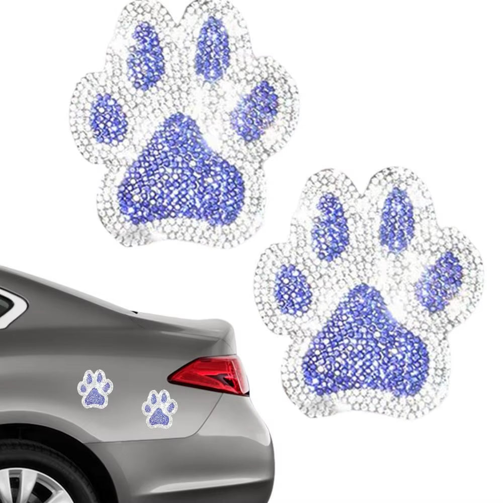New Crystal Dog Paw Print Car Stickers Bling Rhinestone Paw Decals Car Window Decor Sticker Auto Exterior Decor Car Accessories