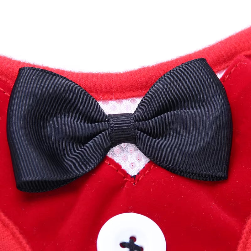 Elegant Bowtie Dog Harness Vest with Leash Adjustable Cat Harness Leash Set Cute Bow Knot Tuxedo Suit for Cats Kitten Puppy