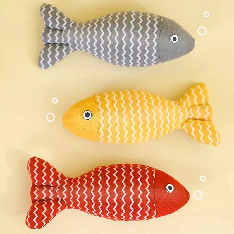 MADDEN Cat Fish Toy Cat Scratcher Catnip Toy Interactive Simulation Fish Cat Mint Fidget Toys Stuffed Playing Toy for Cat Kitten