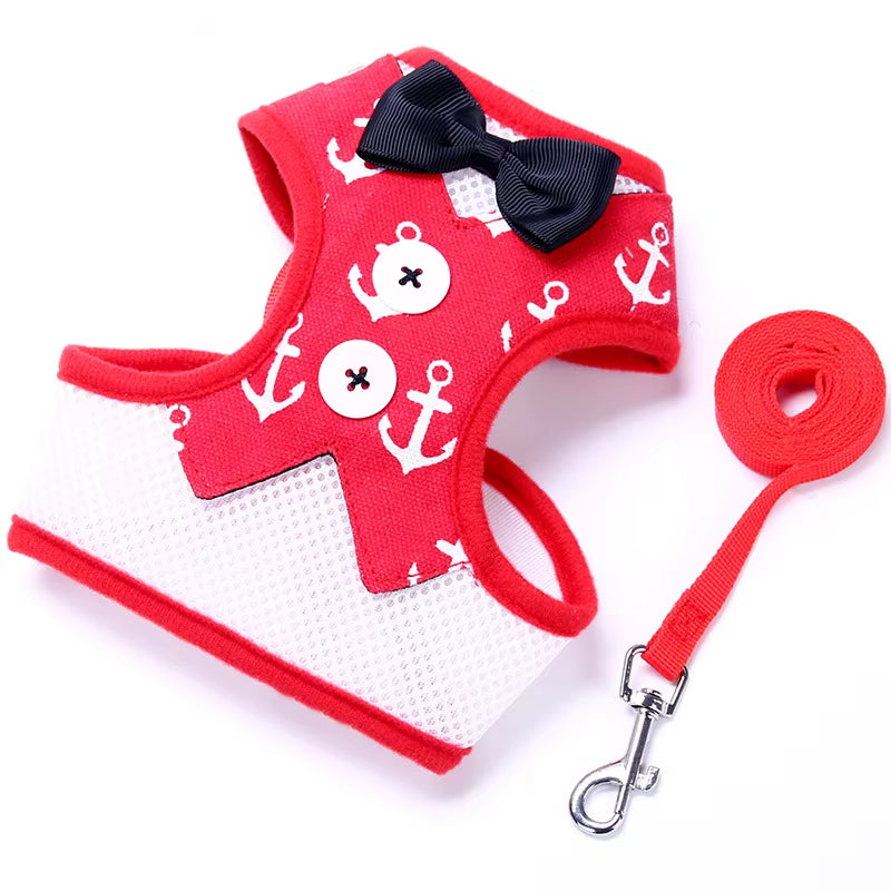 Elegant Bowtie Dog Harness Vest with Leash Adjustable Cat Harness Leash Set Cute Bow Knot Tuxedo Suit for Cats Kitten Puppy