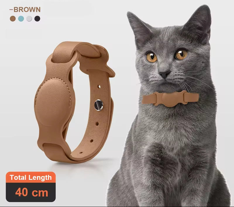 New Leather Pet Adjustable Collar for Apple Airtag Location Tracker Dog Cat Anti-Lost Airtag Case Airtags Location Collar