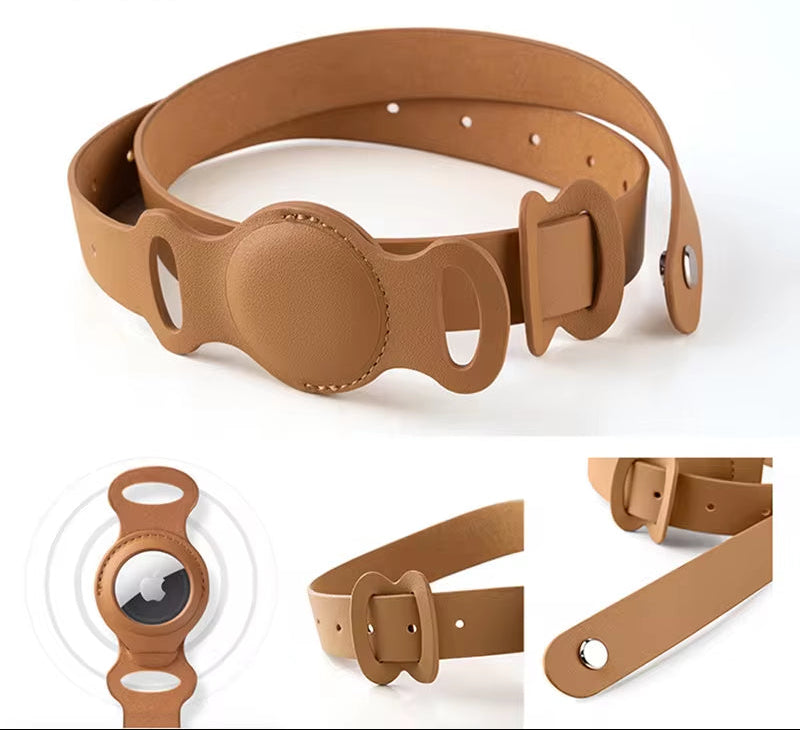 New Leather Pet Adjustable Collar for Apple Airtag Location Tracker Dog Cat Anti-Lost Airtag Case Airtags Location Collar