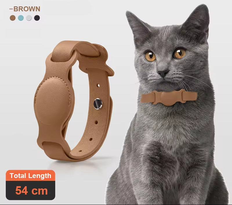 New Leather Pet Adjustable Collar for Apple Airtag Location Tracker Dog Cat Anti-Lost Airtag Case Airtags Location Collar