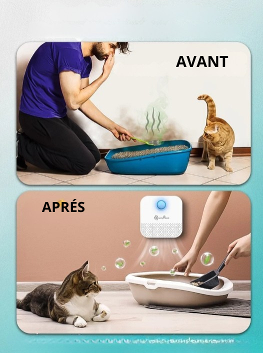 Purificateur d’odeurs intelligent et silencieux pour litière de chat – Rechargeable USB