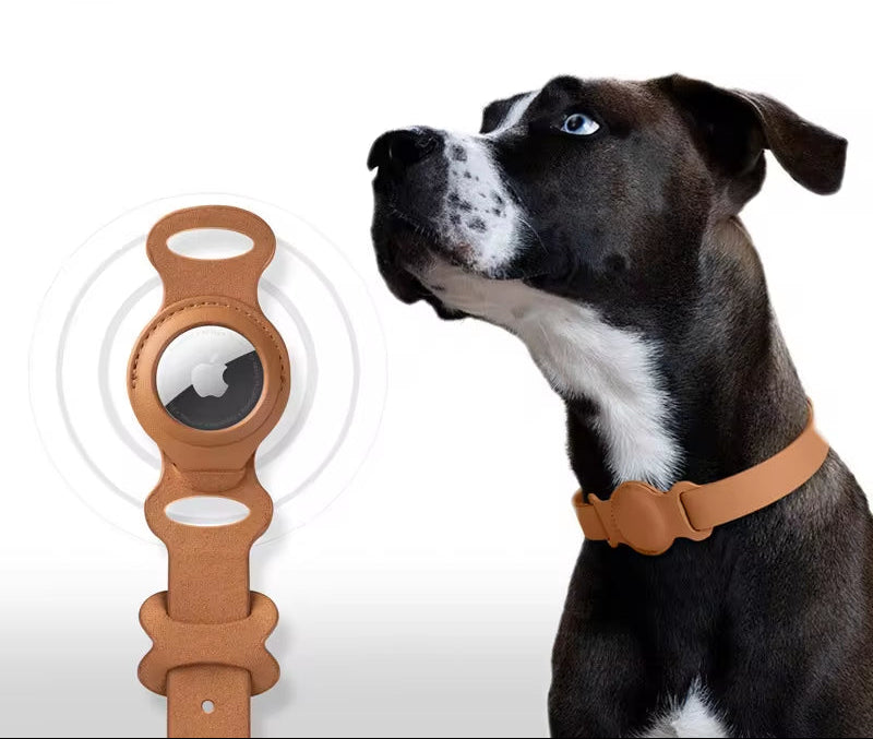 New Leather Pet Adjustable Collar for Apple Airtag Location Tracker Dog Cat Anti-Lost Airtag Case Airtags Location Collar
